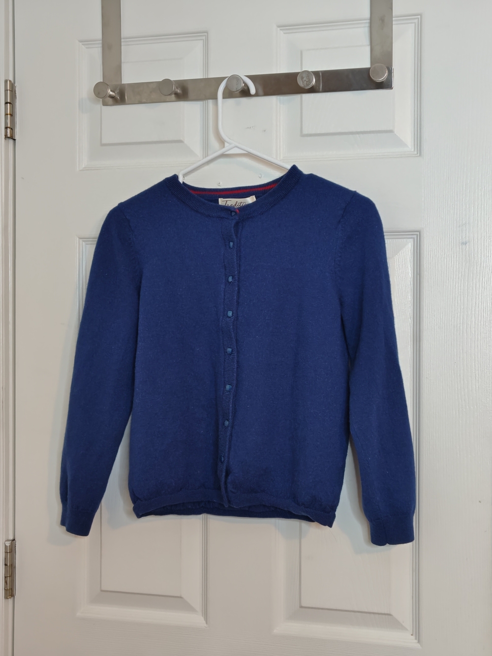 Tradition Navy Crewneck Long Sleeve Button-Up Merino Wool Cardigan Size S